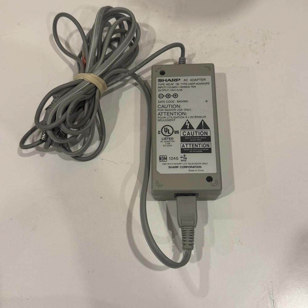 Sharp LCD TV AC Adapter Model: UADP-A044WJPZ 110-240V 75W Output 12V 5.0A.
